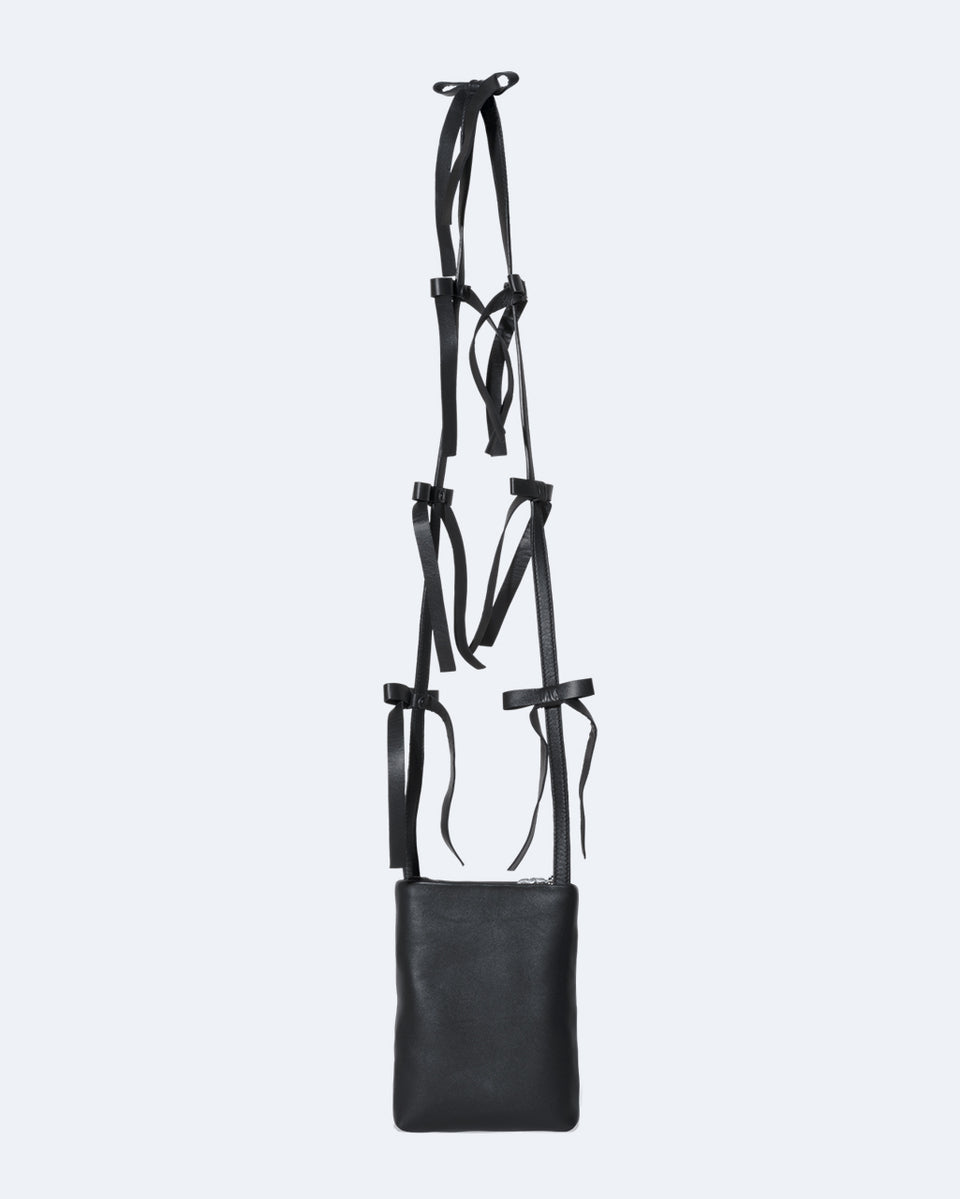 The Bows - Black Crossbody Shoulder Bag w/Bows
