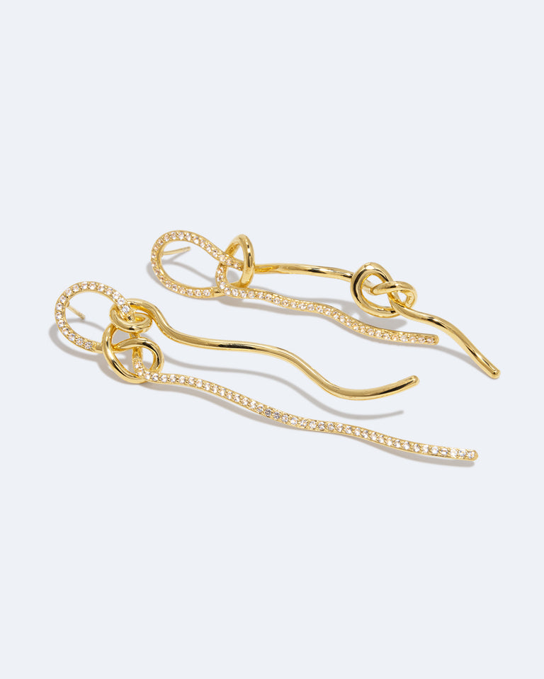 Not Even The Mathematician Can Create Things At Will - White Topaz and Recycled Gold Vermeil Earrings