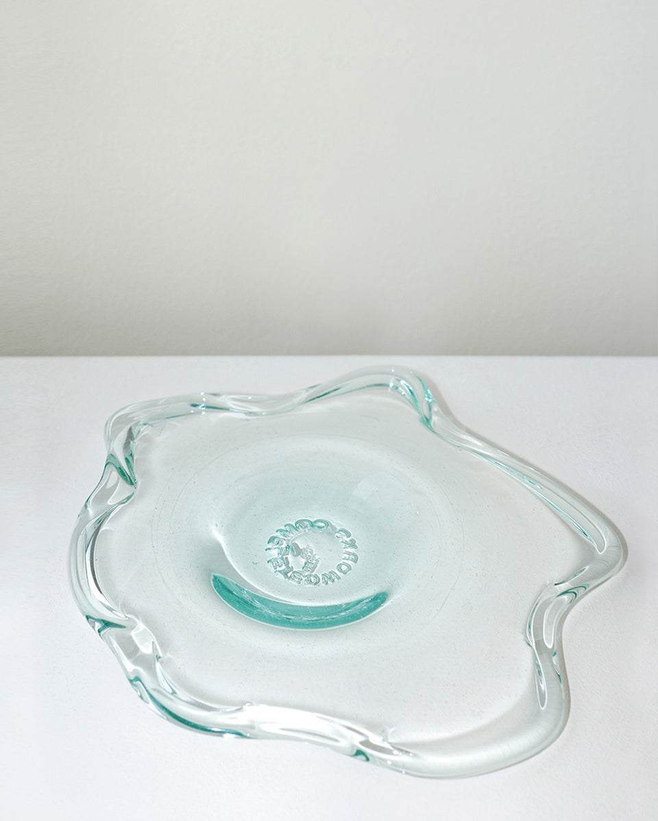 Pond - Large Recycled Glass Serving Plate in Clear