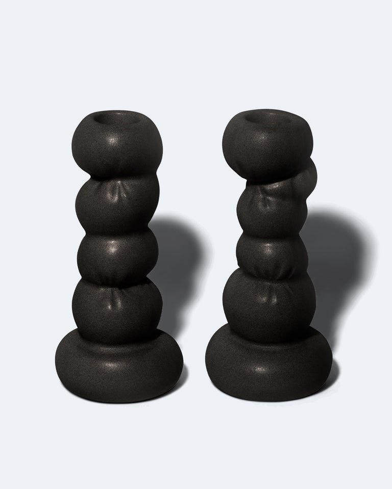 Misfits - Set of 2 Candlesticks in Matte Black