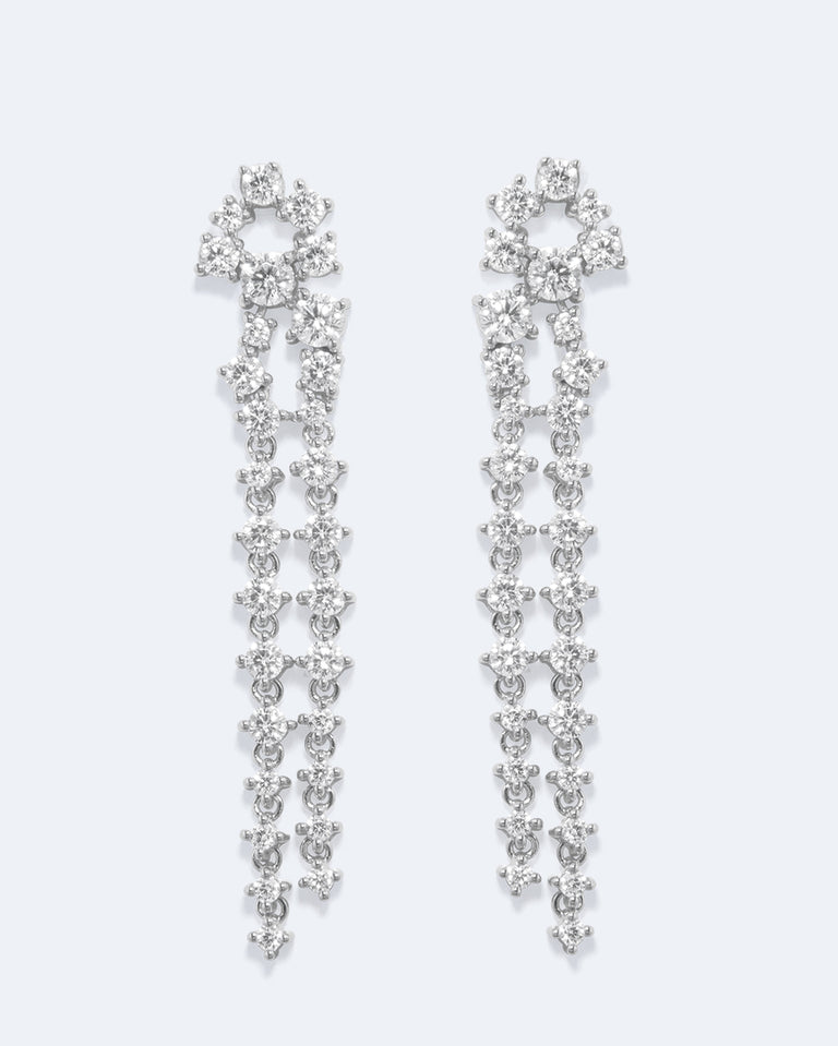 Dropping Light - Zirconia and Recycled Silver Earrings