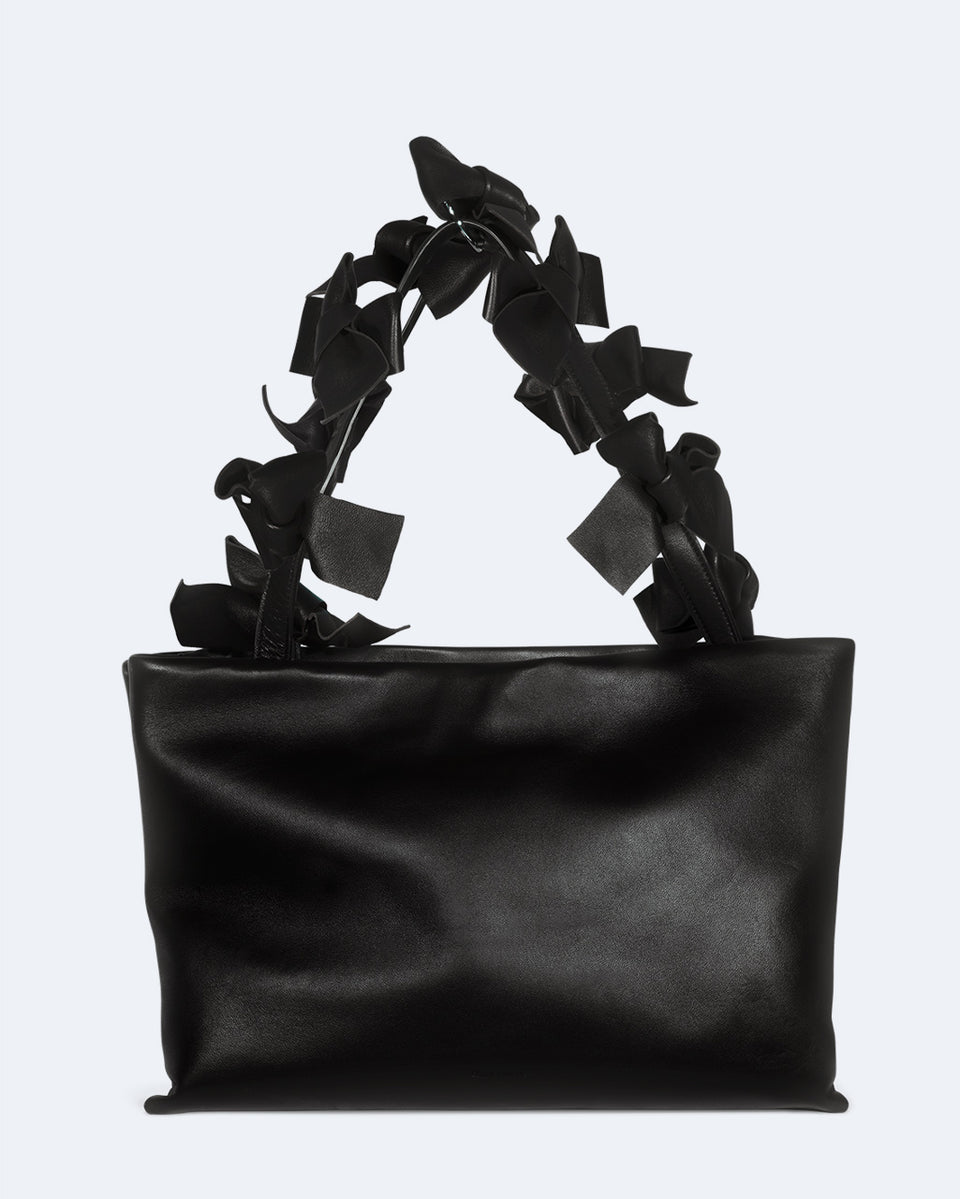 Bows - Large Black Deadstock Leather Tote Bag w/ Bows