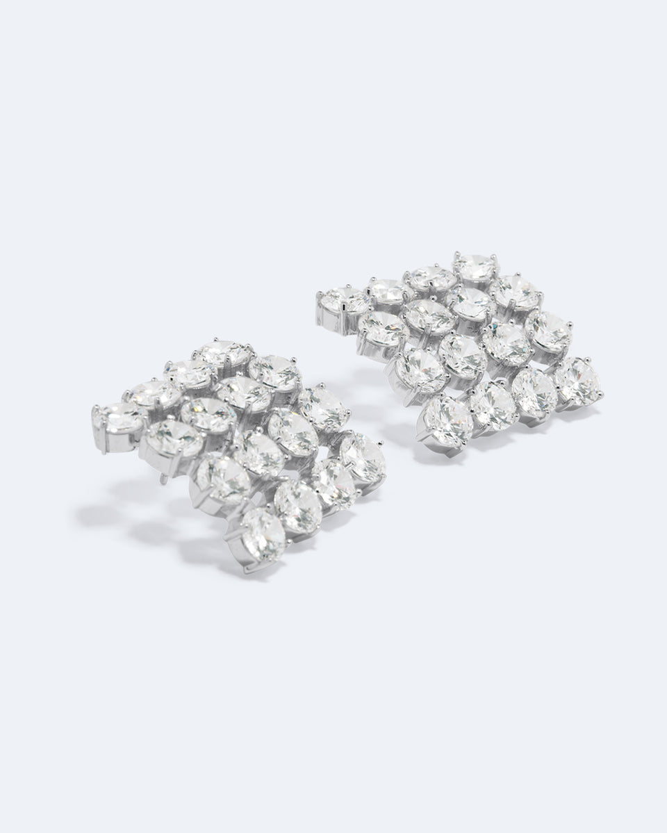 Juggernaut - Zirconia and Silver Plated Earrings
