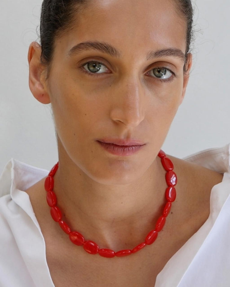 Dazed by Suburbia - Red Resin Necklace