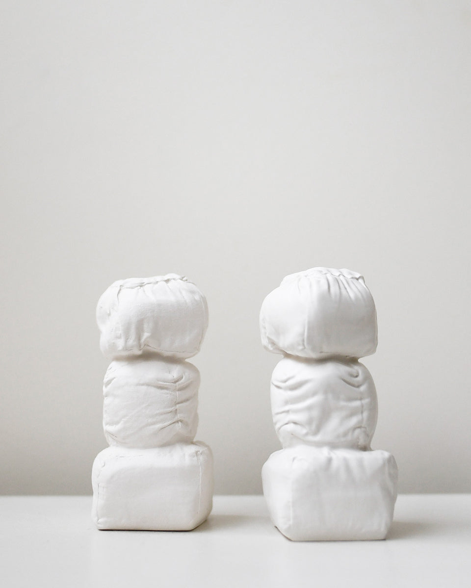 "Stuffed" - Set of 2 Candlesticks in Matte White
