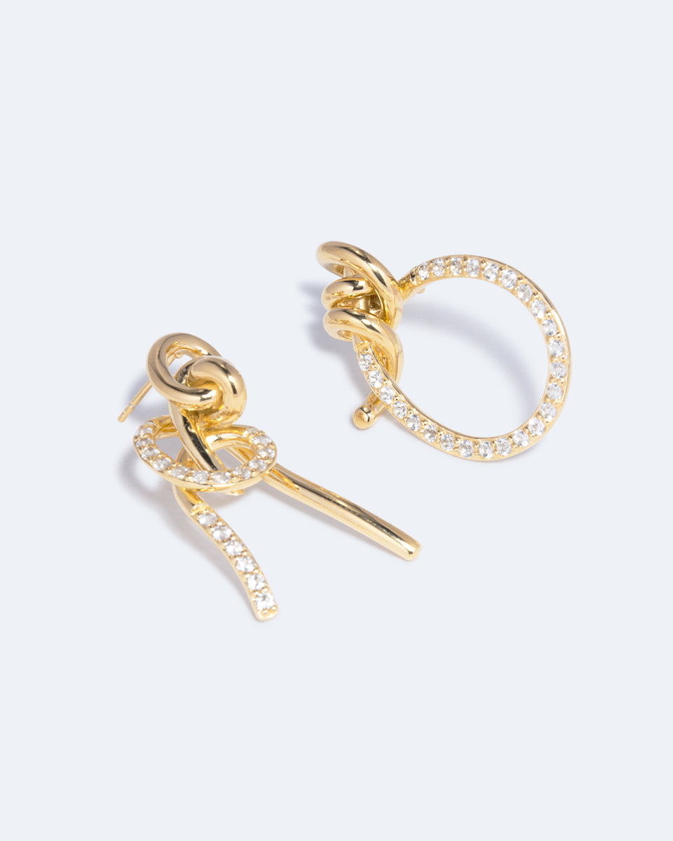 "Notsobig" Thread II - White Topaz and Recycled Gold Vermeil Earrings