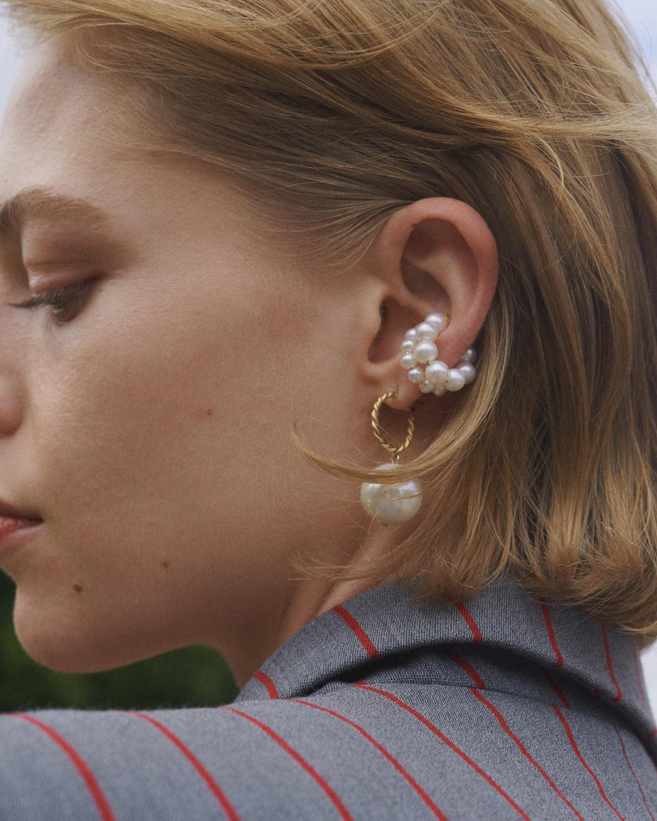 Granny Smith -  Shell Pearl and Recycled Gold Vermeil Earrings