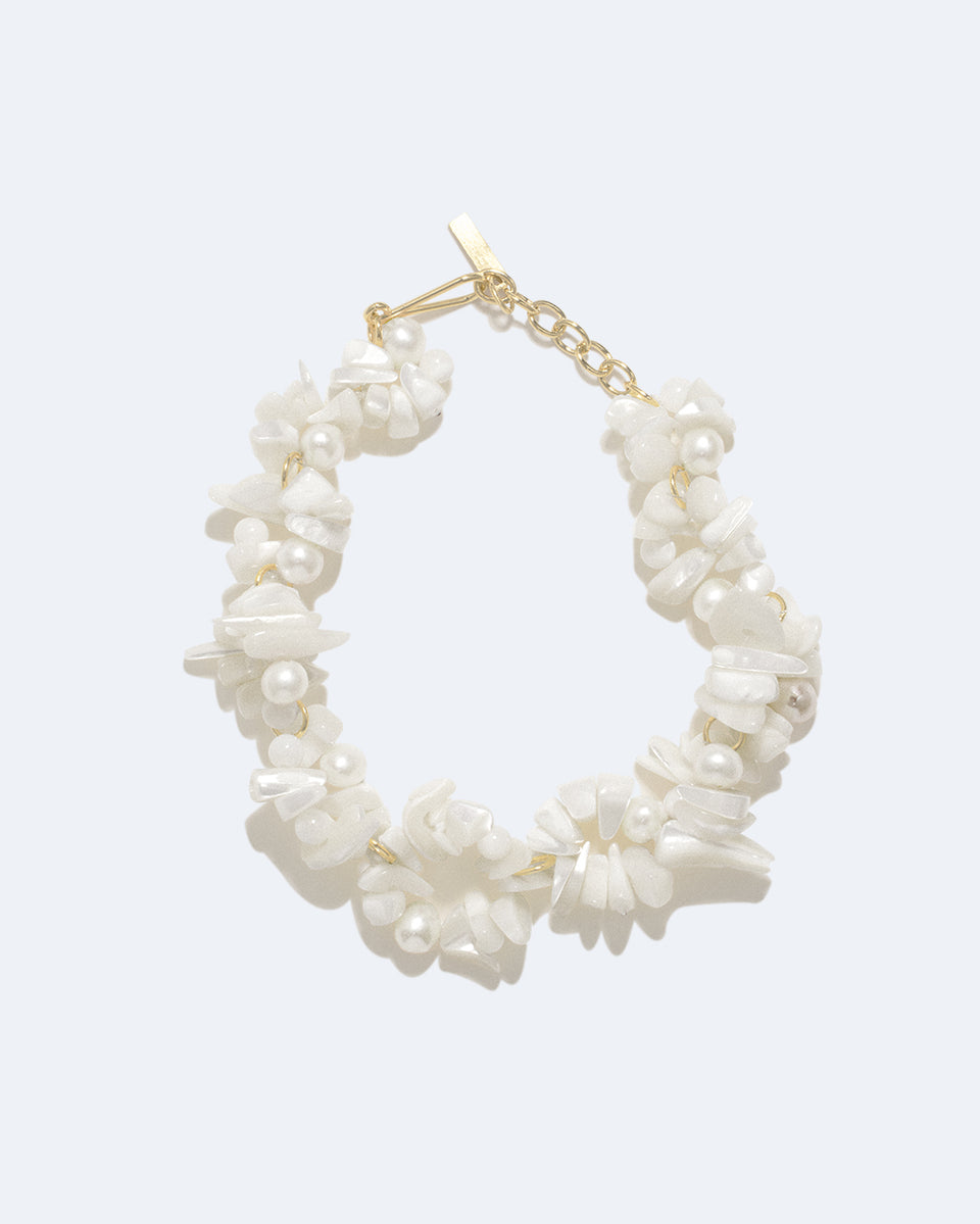 The Shifting Stream - Pearl and Mother of Pearl Bead Gold Vermeil Bracelet