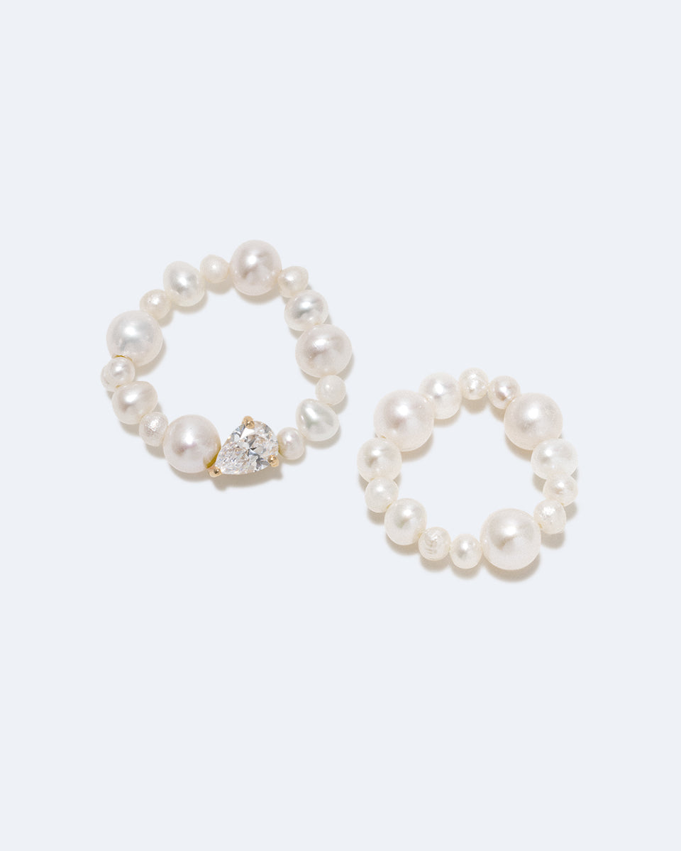 The Exposure of Time - Pearl and Zirconia Recycled Gold Vermeil Rings