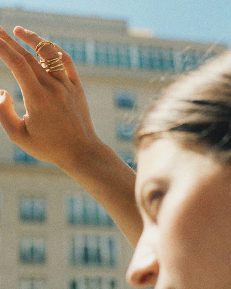 Running Against the Tide - White Topaz and Gold Vermeil Ring
