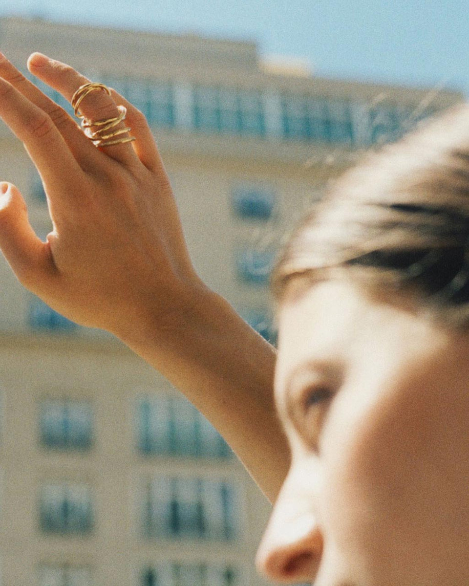 Running Against the Tide - White Topaz and Gold Vermeil Ring