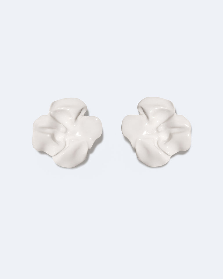 Meringue - White Enamel and Recycled Silver Earrings