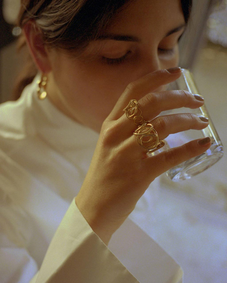 Traces - White Topaz and Recycled Gold Vermeil Ring
