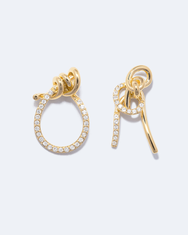 "Notsobig" Thread II - White Topaz and Recycled Gold Vermeil Earrings