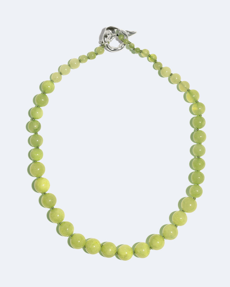 Lime Cordial - Green Calcite and Recycled Silver Necklace