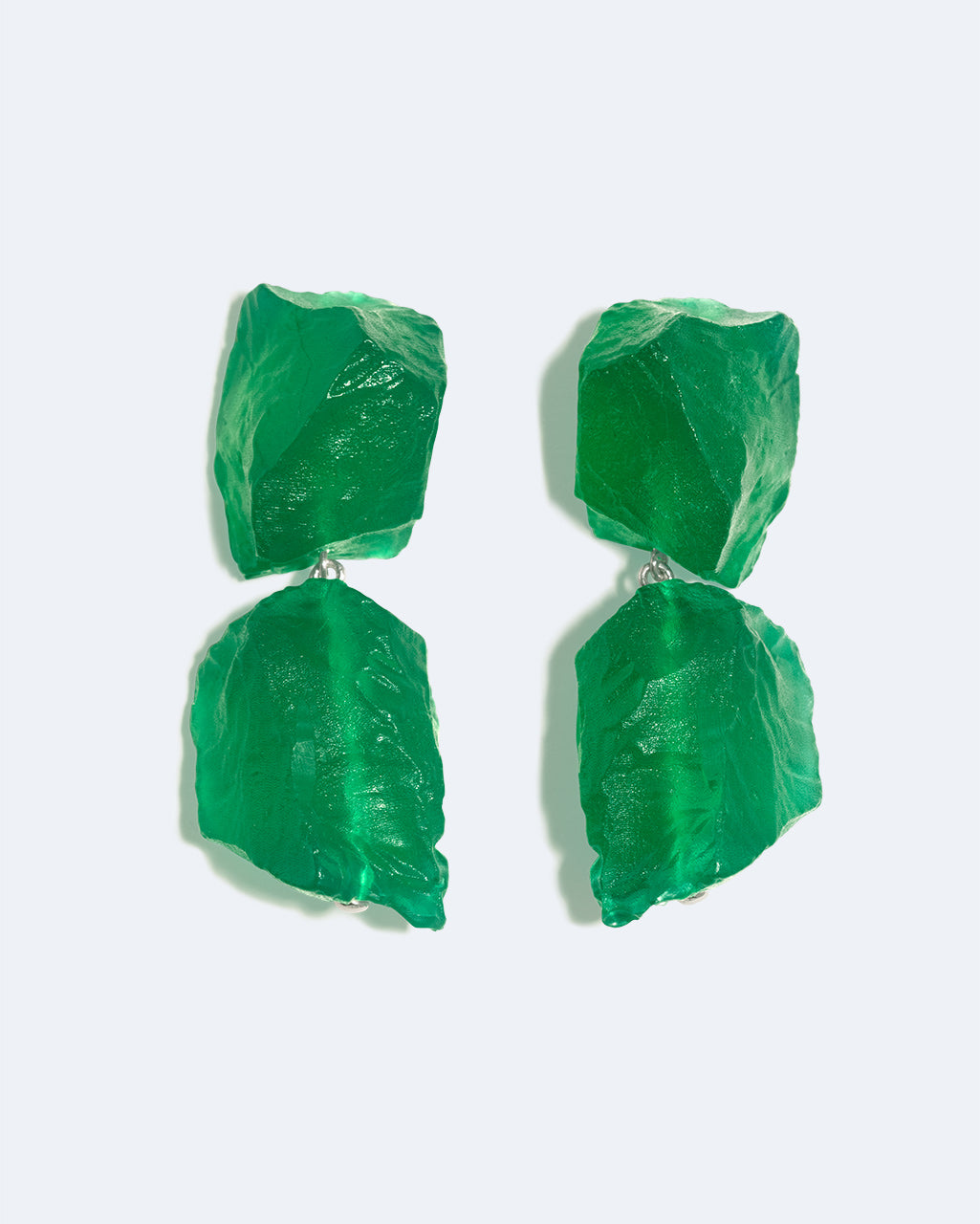 The Iceberg's Other Half - Green Resin and Recycled Silver Earrings