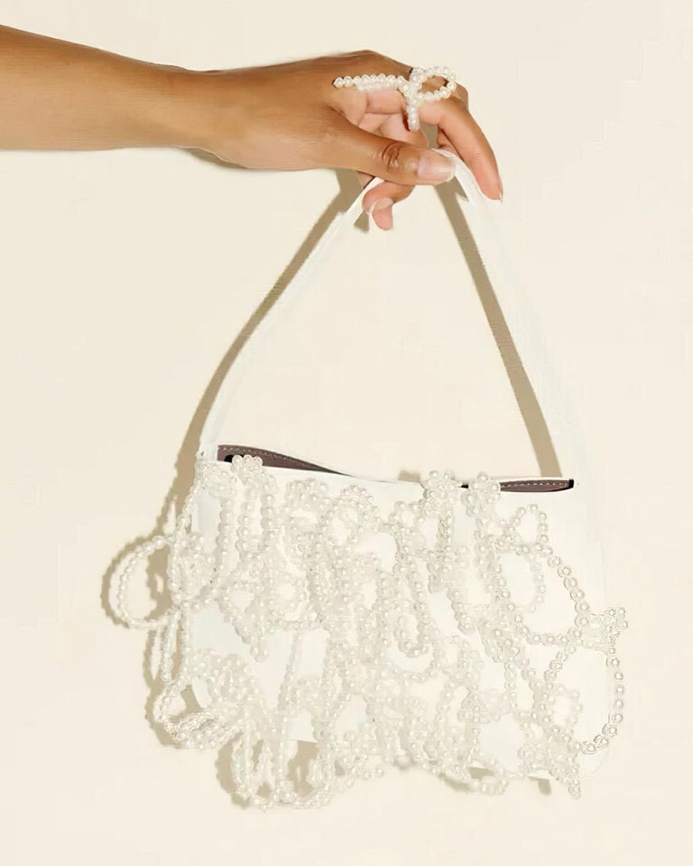 The Pearly Pearl - Pearl and White Recycled Leather Handbag