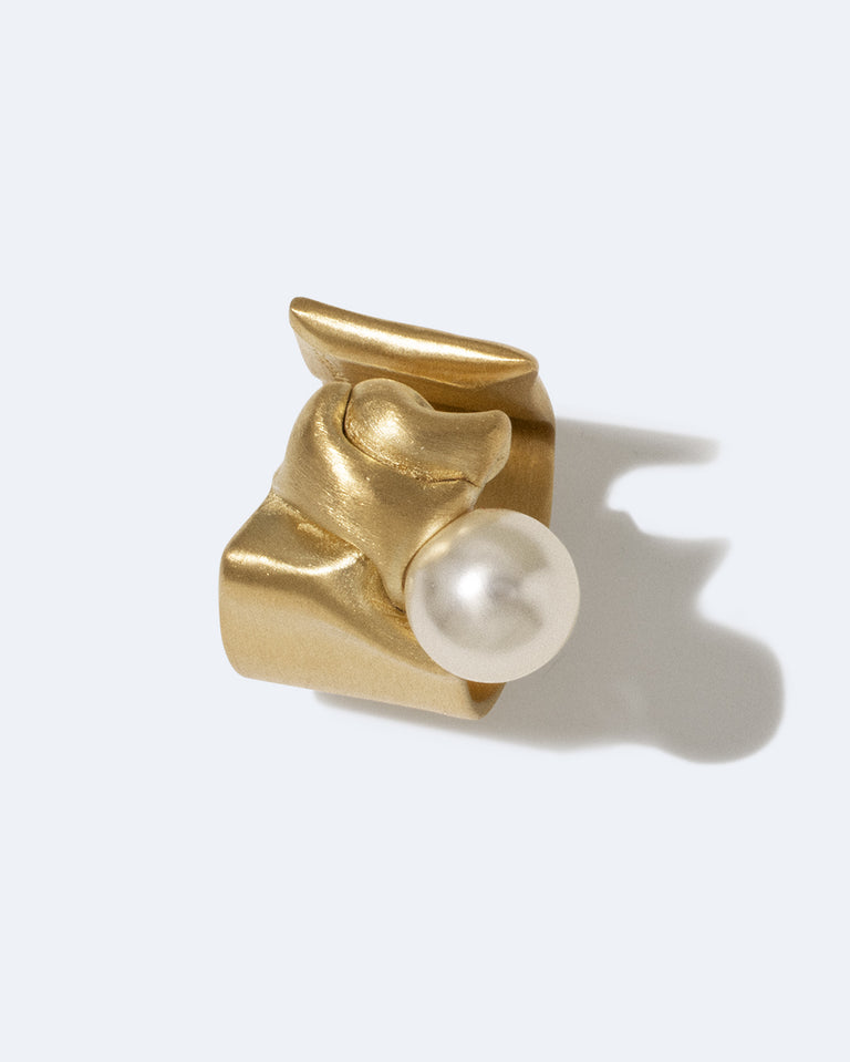 Crumple - Pearl and Gold Vermeil Ring