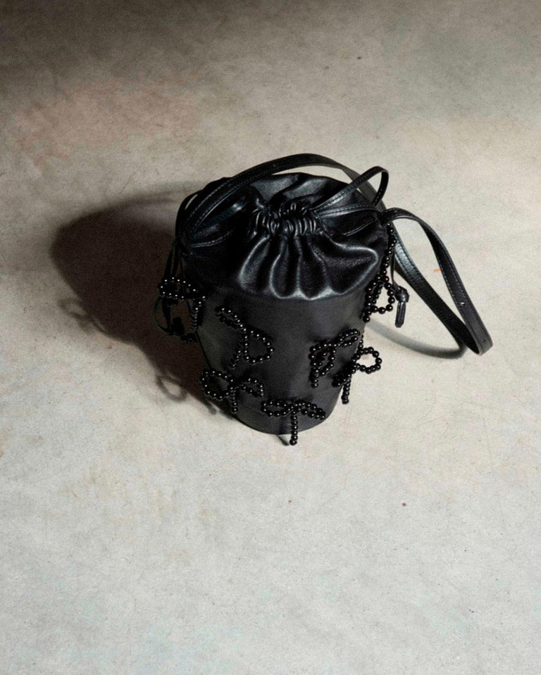 G14 - Pearl and Black Deadstock Leather Crossbody Shoulder Bag