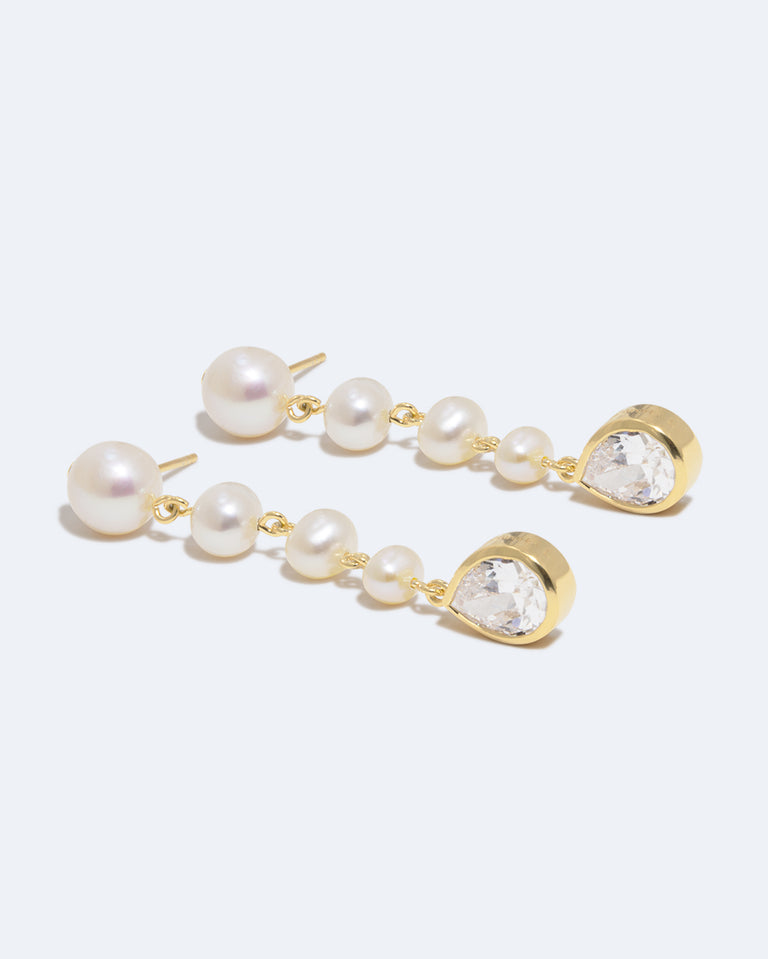 The Last Slice Everybody Wanted - Pearl and Zirconia Recycled Gold Vermeil Earrings