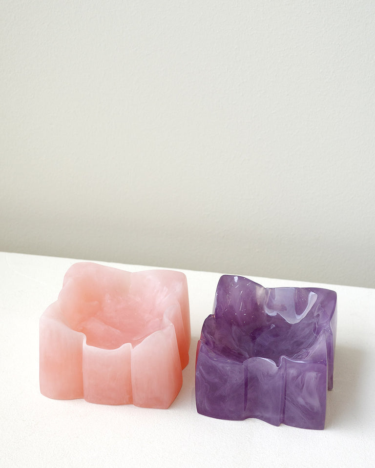 Crumpled Dish - Small Marble Resin Dish in Matte Rose Quartz