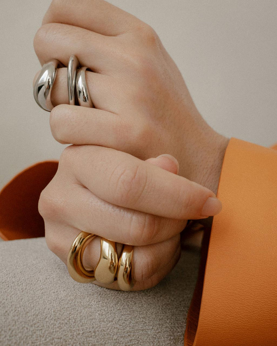Post‐Capital - Set of 3 Gold Plated Stacking Rings
