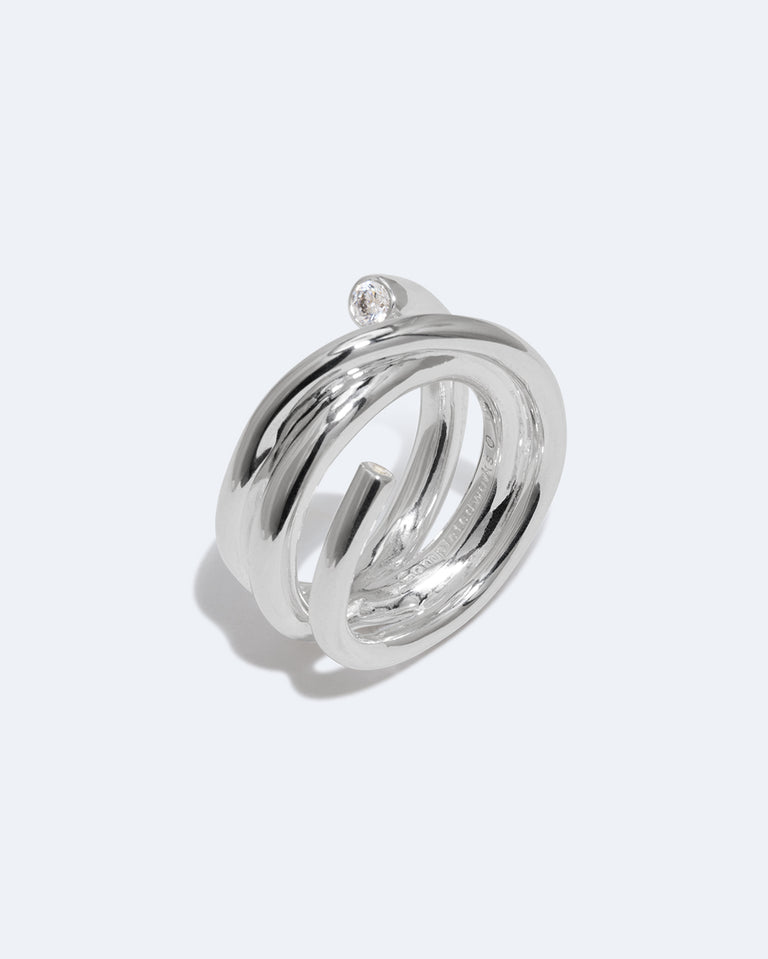Coil - Zirconia and Recycled silver Ring