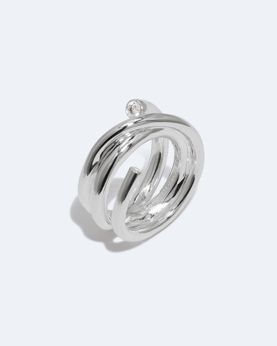 Coil - Zirconia and Recycled silver Ring