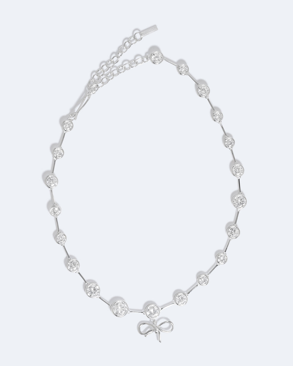 A World Locked by Politics and Money - Zirconia and Recycled Silver Necklace