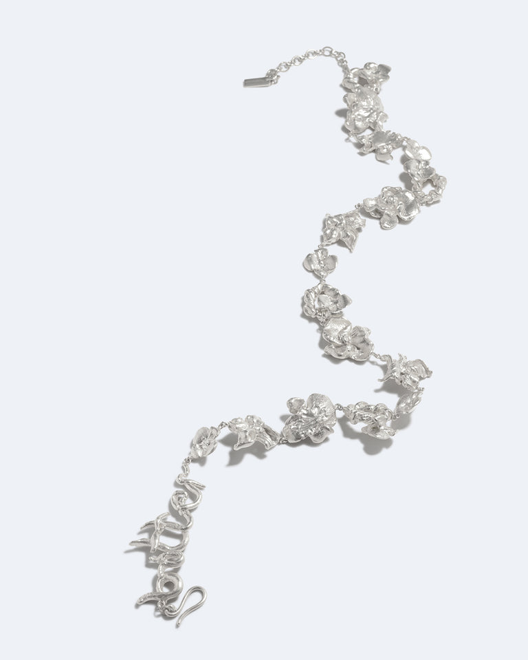 Time Passes Into Tributaries - Silver Plated Necklace