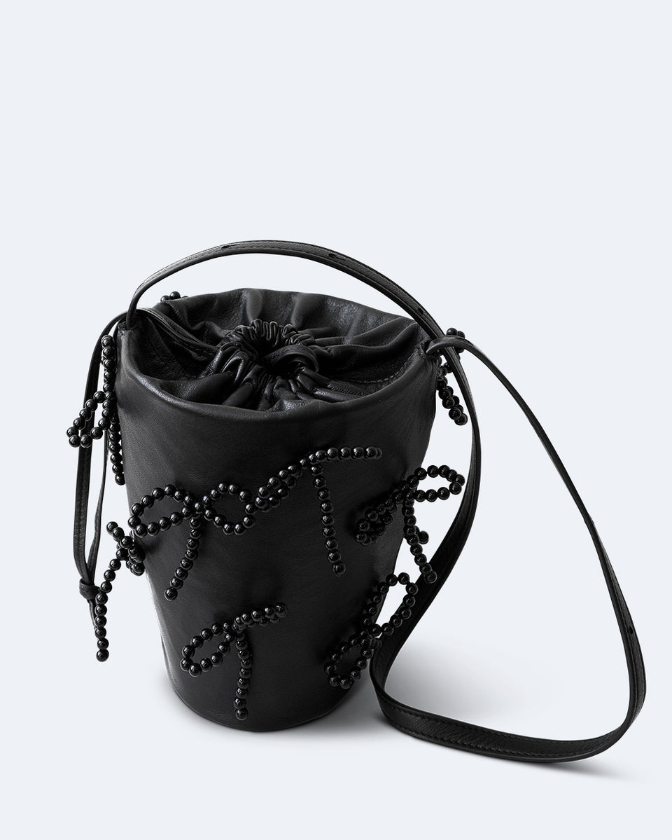 G14 - Pearl and Black Deadstock Leather Crossbody Shoulder Bag