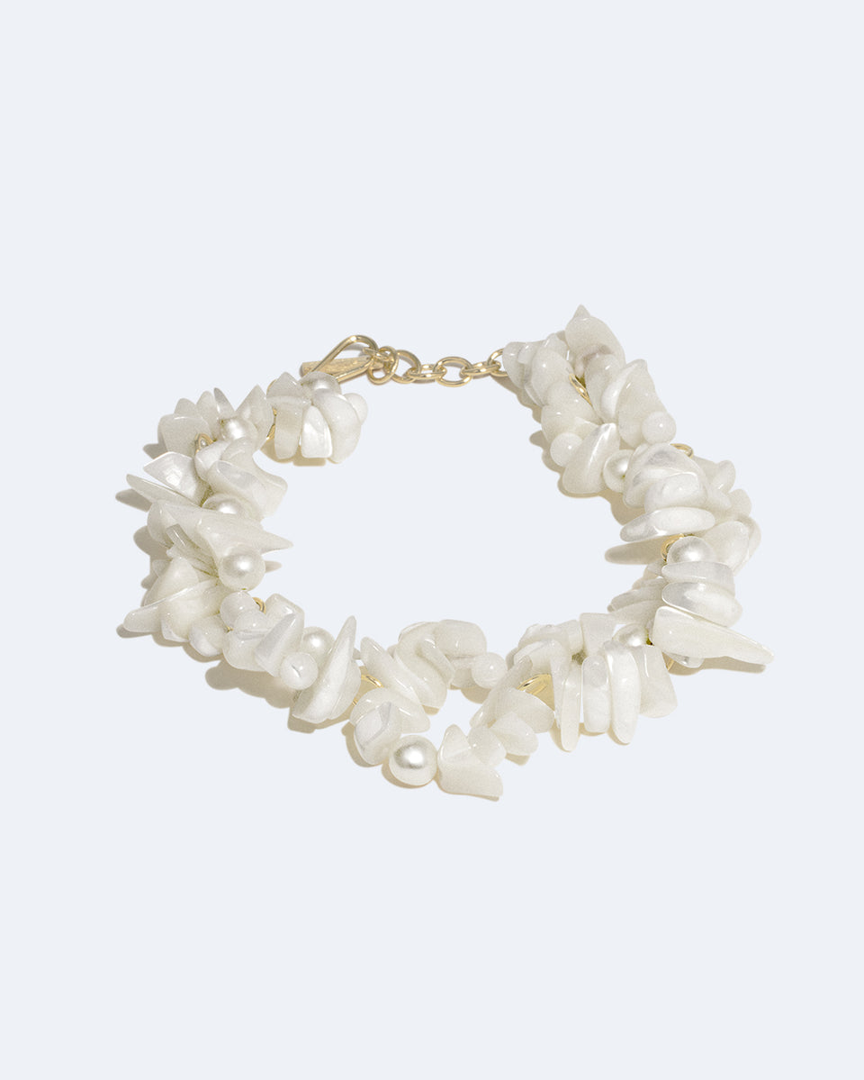 The Shifting Stream - Pearl and Mother of Pearl Bead Gold Vermeil Bracelet