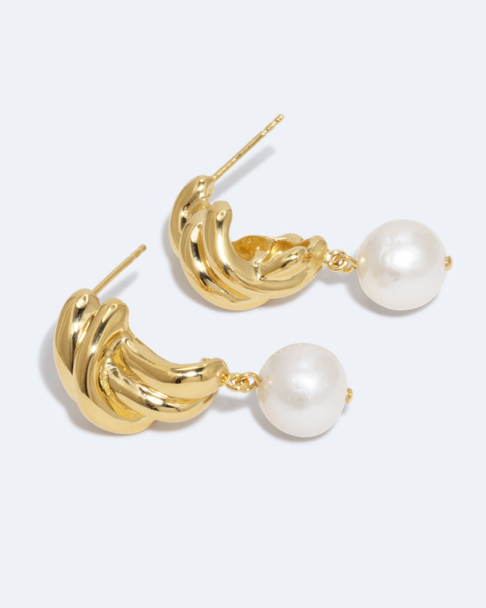 Something Borrowed From the Sea - Pearl and Recycled Gold Vermeil Earrings
