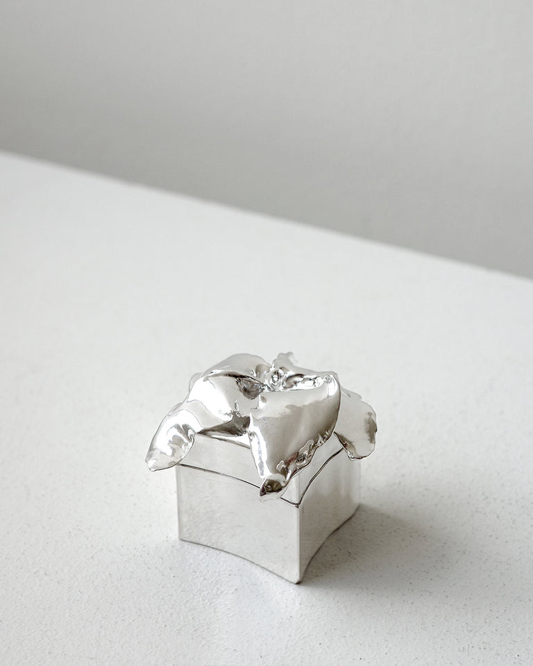 Small Flower Trinket Box - Jewellery Box in Silver