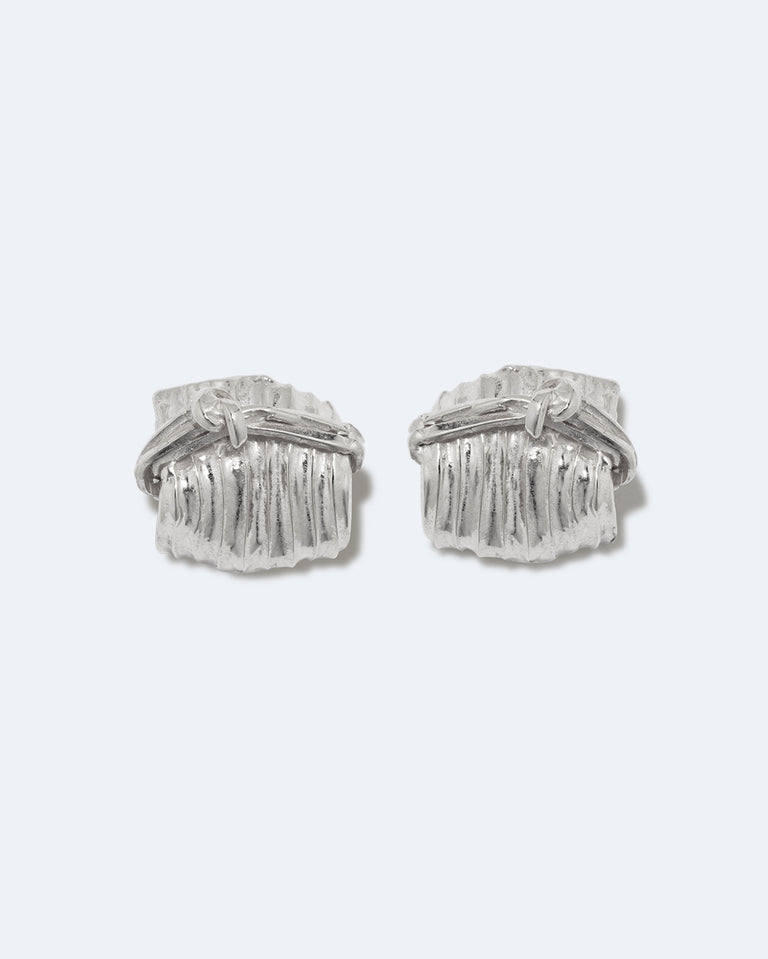 Tied Up Bales of Straw - Recycled Silver Earrings
