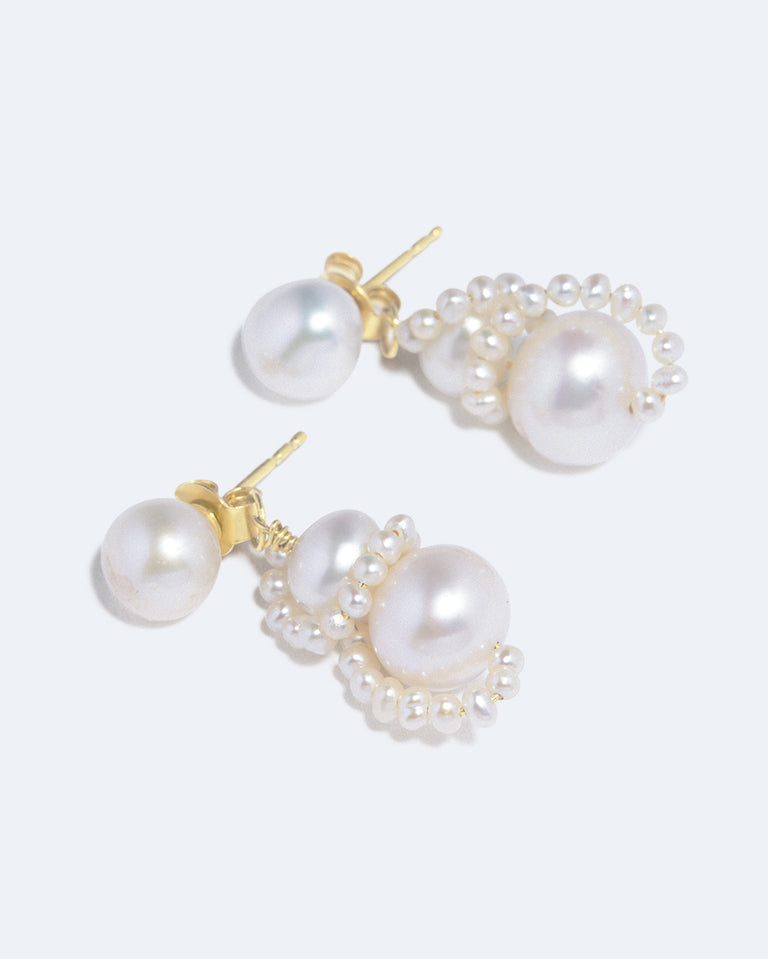 Our Last Night in Dover - Pearl and Recycled Gold Vermeil Earrings