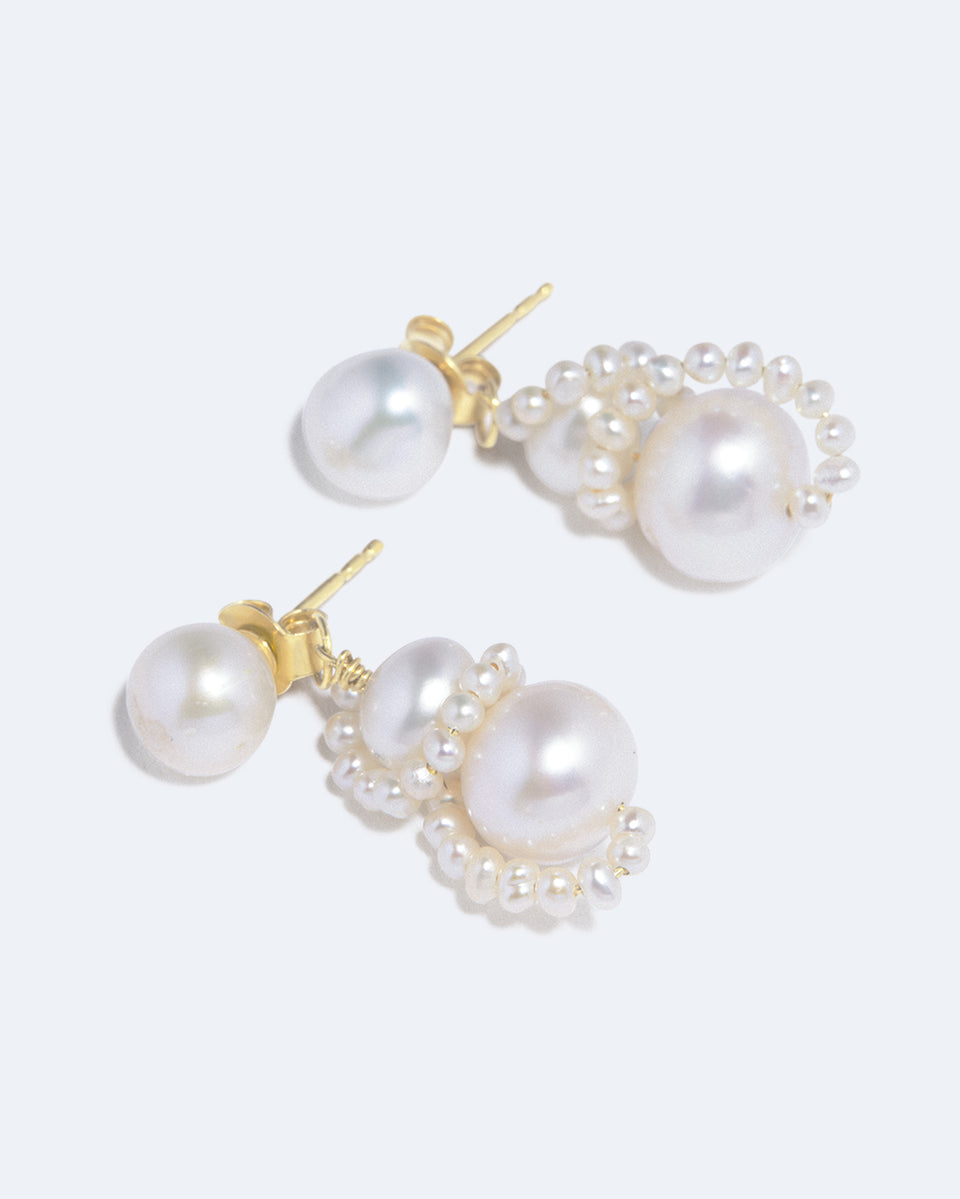 Our Last Night in Dover - Pearl and Recycled Gold Vermeil Earrings