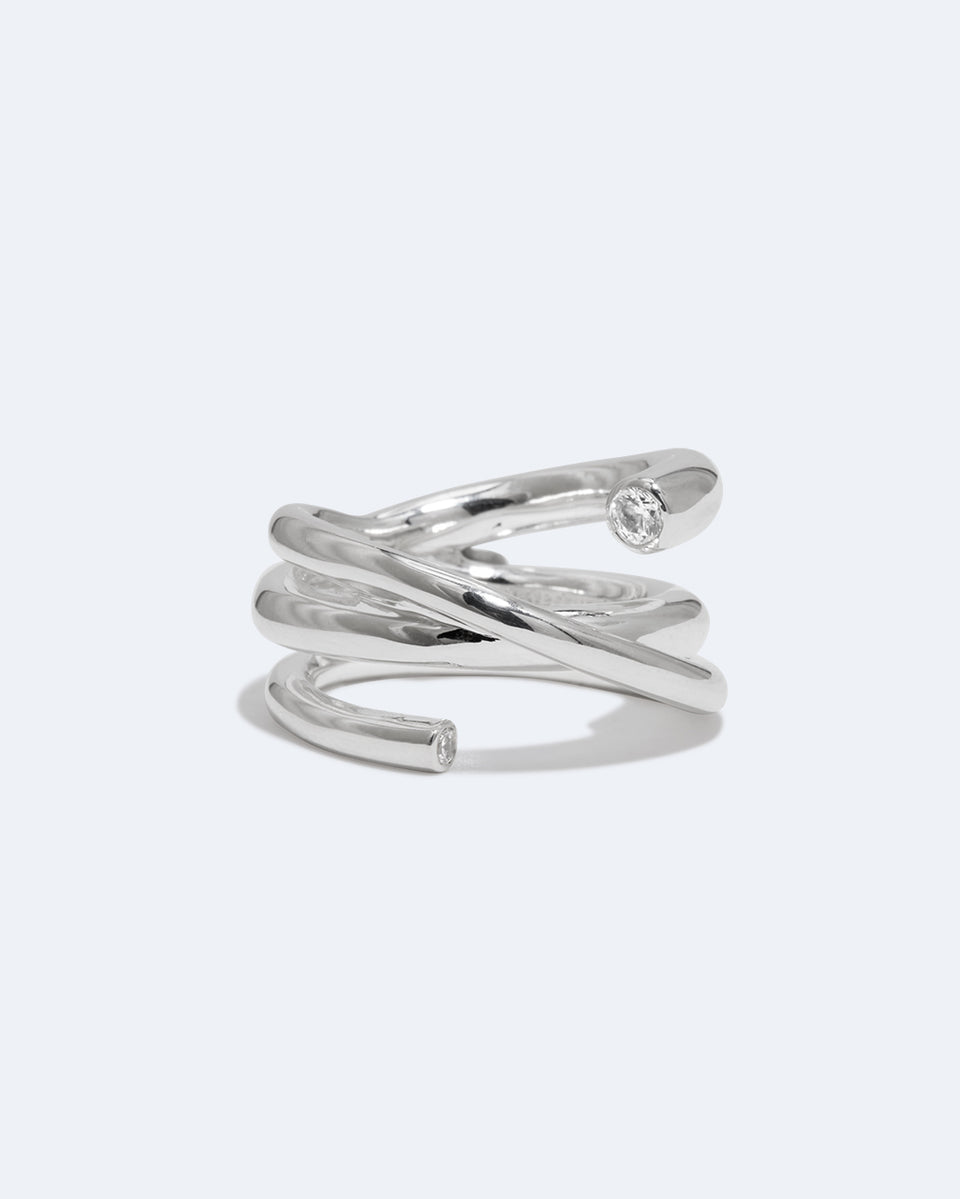 Coil - Zirconia and Recycled silver Ring