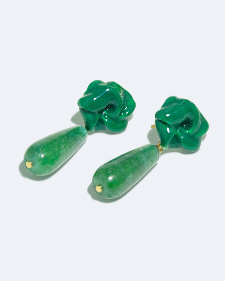 The Depths of Time - Chalcedony and Enamel Recycled Gold Vermeil Earrings