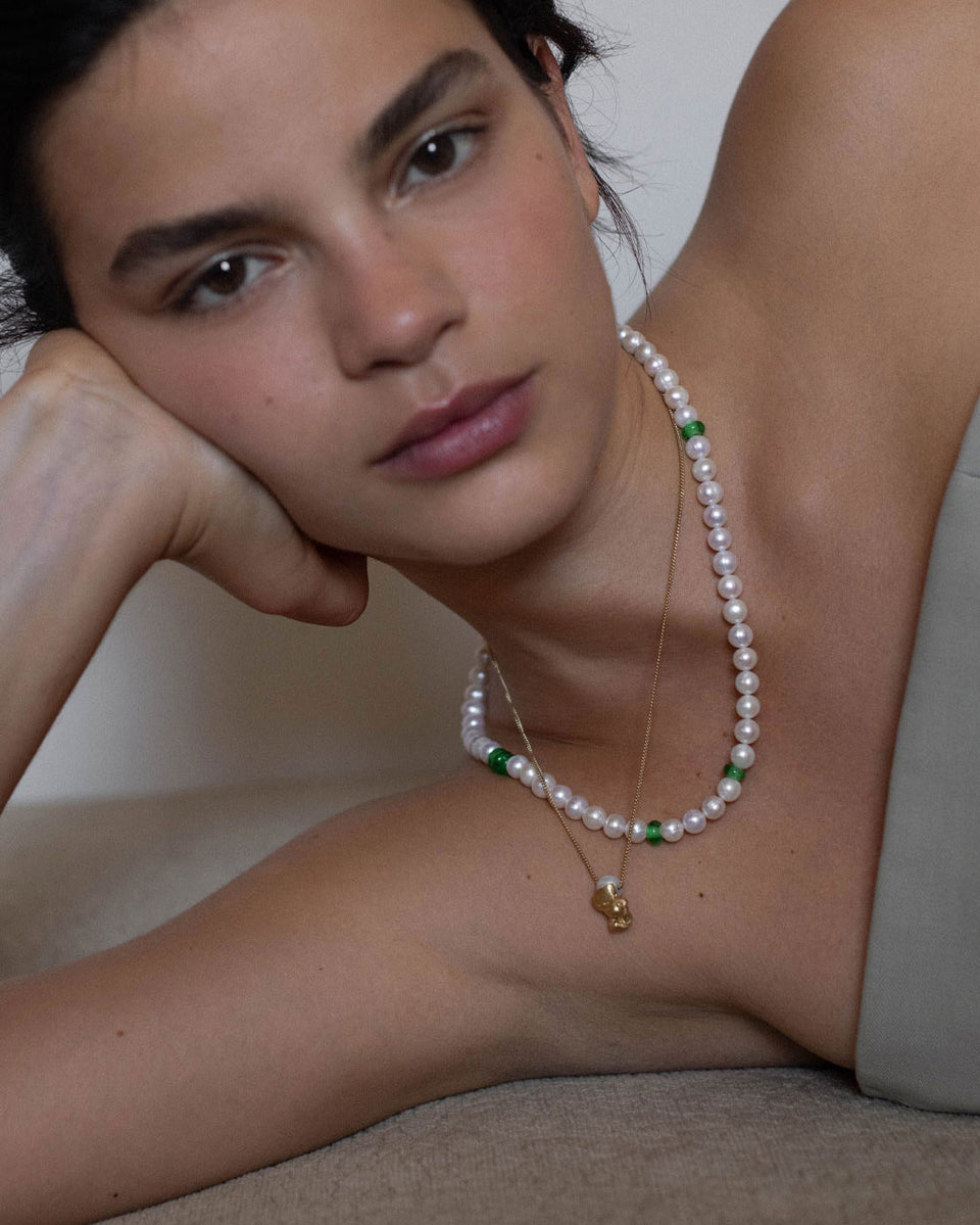 "Notsobig" Crumple - Pearl and Recycled Gold Vermeil Pendant