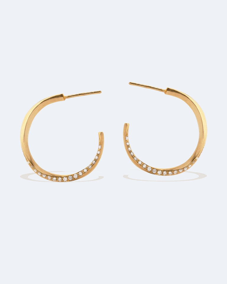 The Phases of the Moon - 18 Carat Yellow Gold and Diamond Hoop Earrings