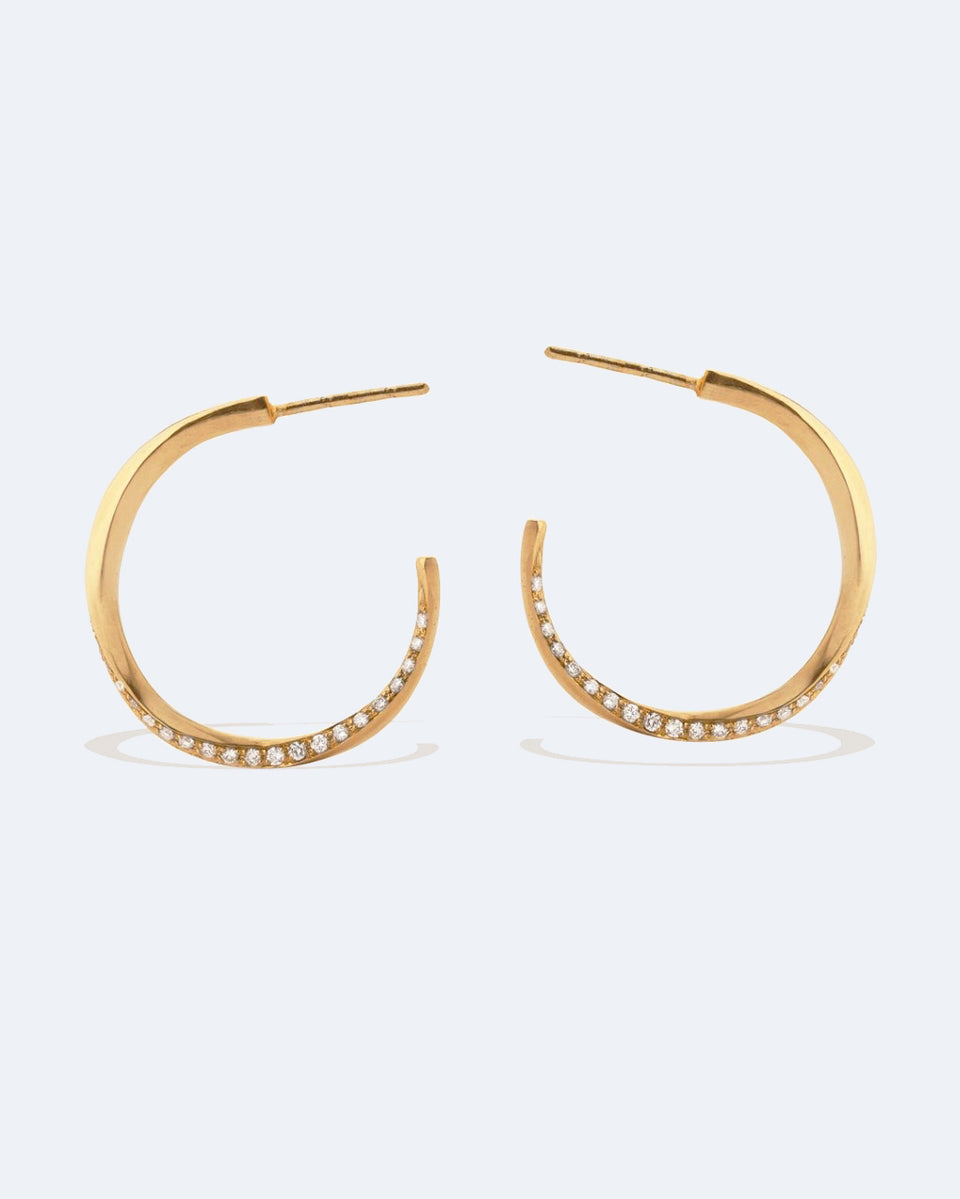 The Phases of the Moon - 18 Carat Yellow Gold and Diamond Hoop Earrings