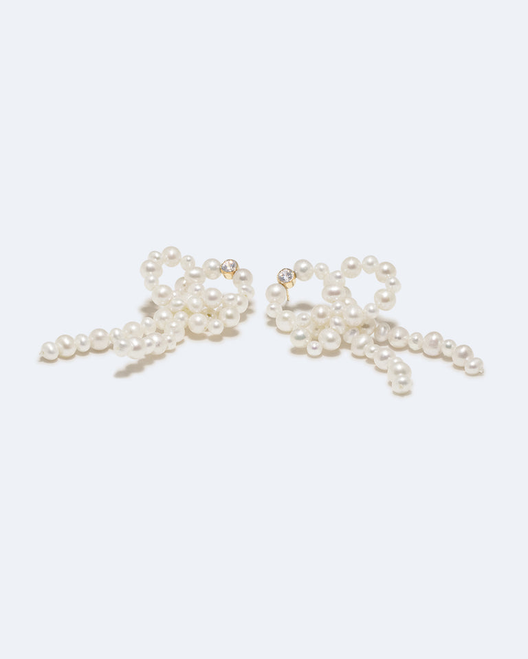 Loop‐the‐Loop - Pearl and Zirconia Gold Vermeil Earrings