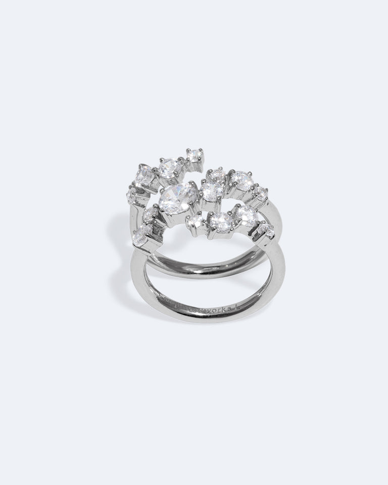 Time Is Layered In Ice - Zirconia and Recycled Silver Ring