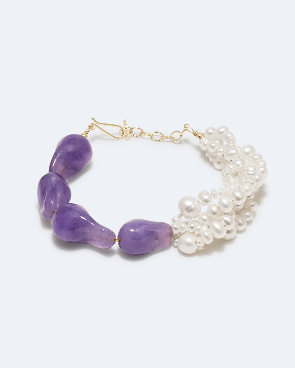Parade of Possibilities II - Pearl and Lilac Bio Resin Gold Plated Bracelet