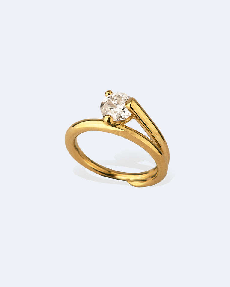 The Subverted Flower - 18 Carat White Gold Round Diamond Solitaire Engagement Ring