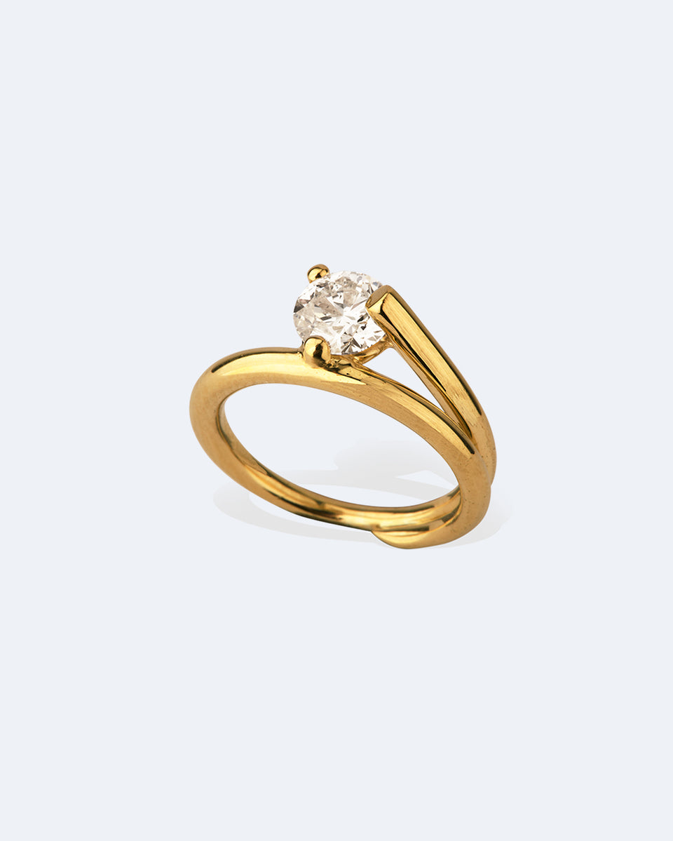 The Subverted Flower - 18 Carat White Gold Round Diamond Solitaire Engagement Ring