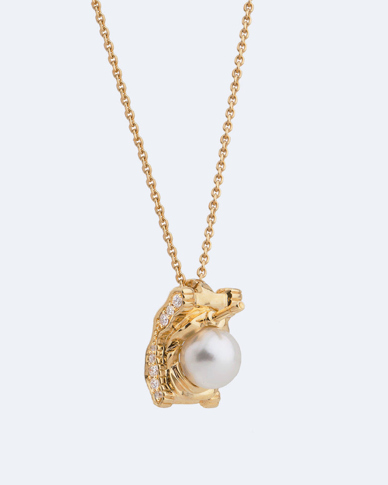 A Portrait of the Twentieth Century V - 18 Carat Gold, 0.292ct Diamond and South-Sea Pearl Pendant