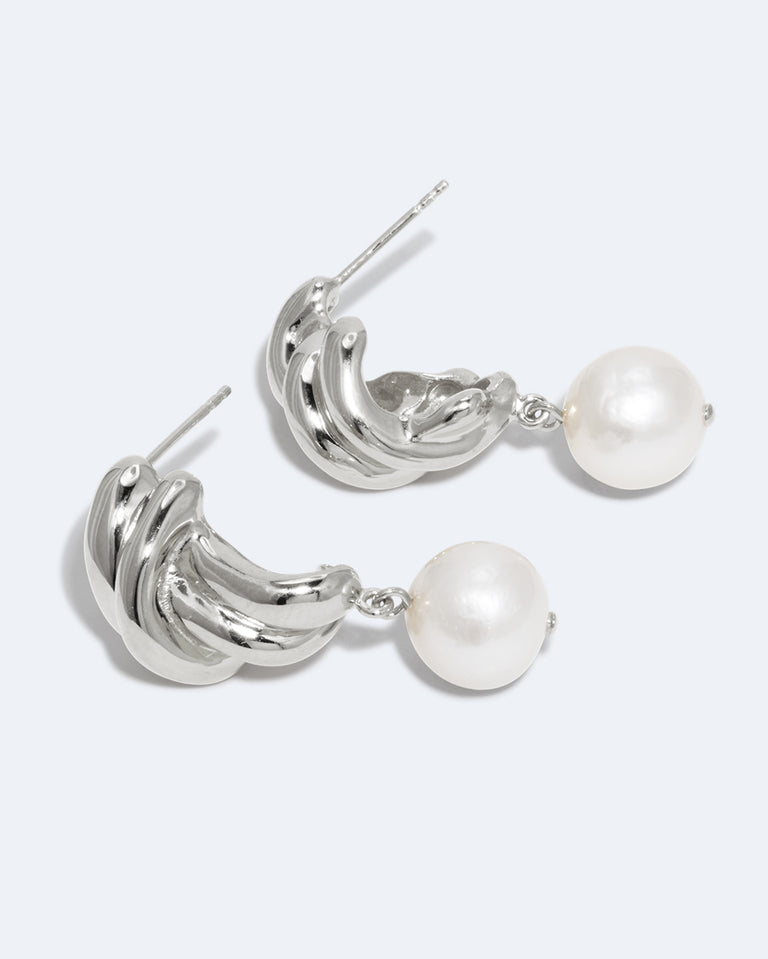Something Borrowed From the Sea - Pearl and Recycled Silver Earrings