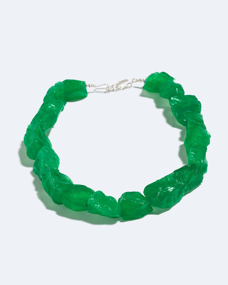 The Iceberg's Other Half - Green Resin and Recycled Silver Necklace